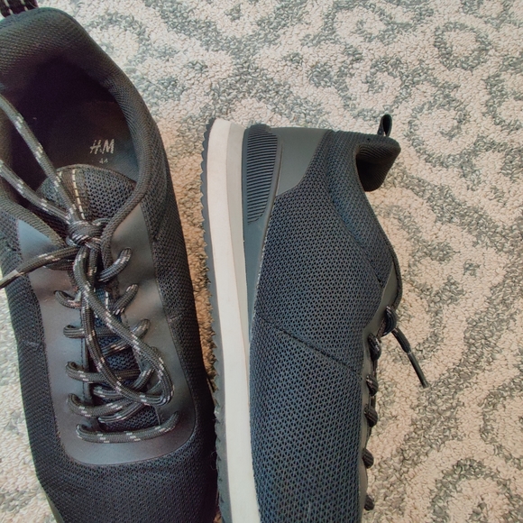 H&M Men's Black & Gray Lace Up Breathable Leather Toe Athletic Gym Shoes 10.5 - Picture 7 of 11